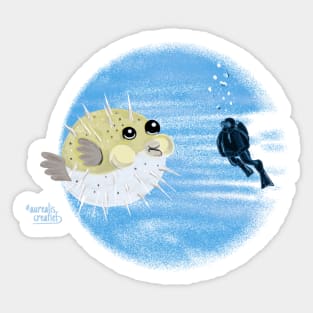 A puffer fish with strong spines Sticker